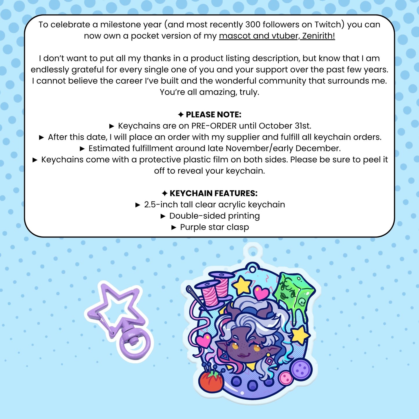Zenirith Acrylic Charm PRE-ORDER | CosPayton Cosplay Keychain