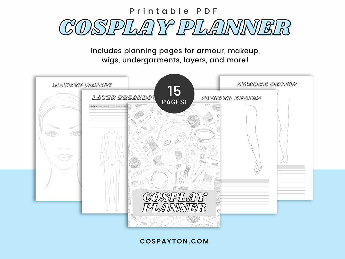 Cosplay Planner for Armour, Wigs, and Costumes | Printable PDF and PNG Planner