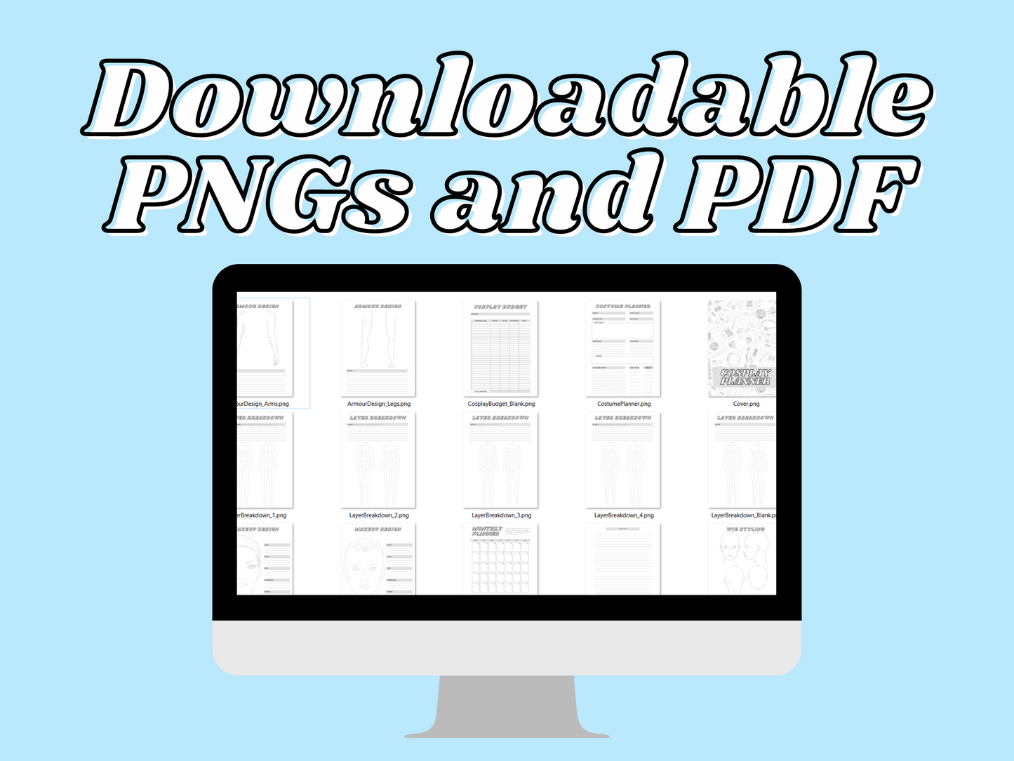 Cosplay Planner for Armour, Wigs, and Costumes | Printable PDF and PNG Planner