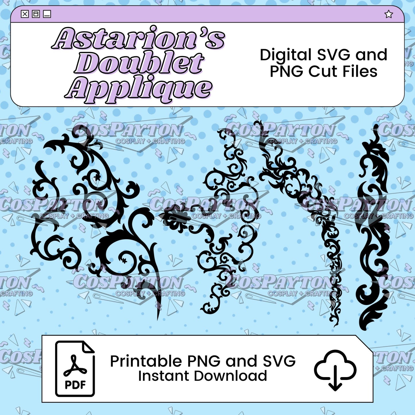 Astarion Doublet Appliqué Printable Cosplay Template Inspired by Baldur's Gate | PNG SVG Available