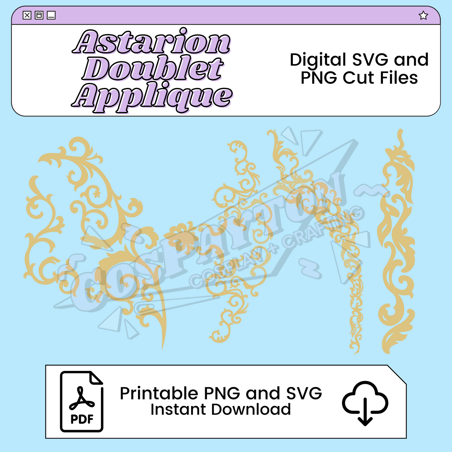 Astarion Coat Applique Printable Cosplay Template Inspired by Baldur's Gate | PNG PDF SVG Available