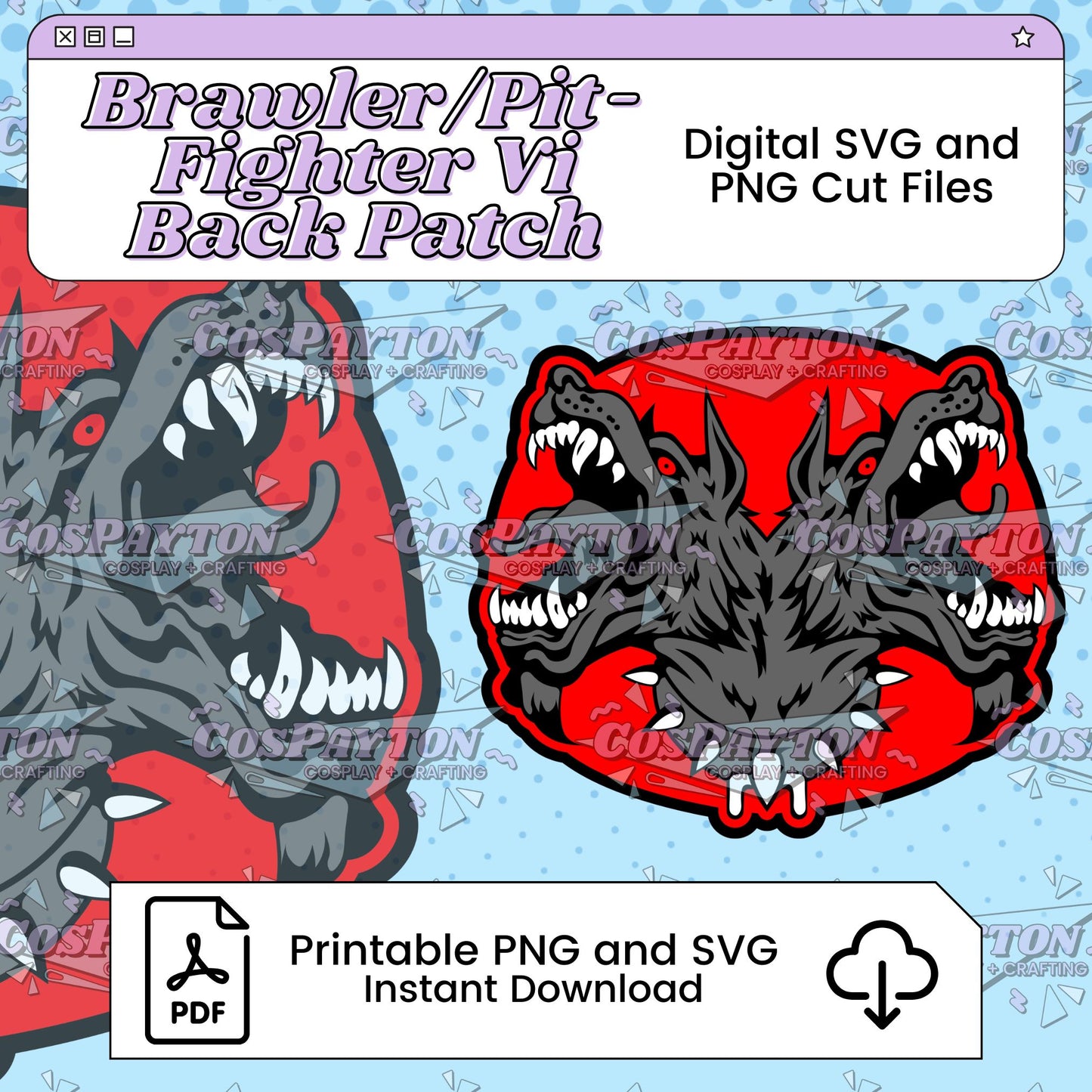 Vi's Brawler/Pit Fighter Dog Back Patch Printable Template Inspired by Arcane| PNG SVG Available