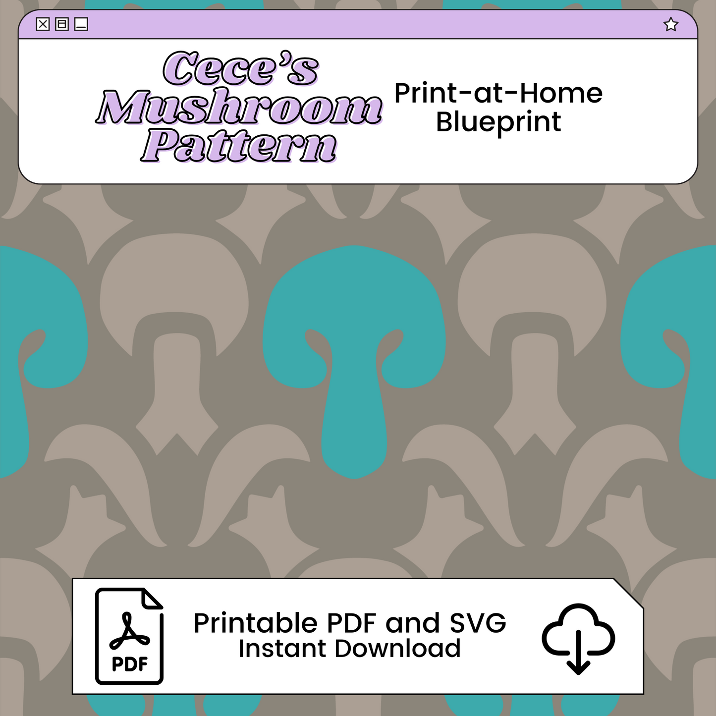 Cece's Mushroom Pattern Printable Cosplay Template | Instant Download Digital Cut Files for Cosplay