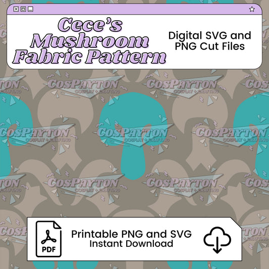 Cece's Mushroom Fabric Pattern Printable Cosplay Template Inspired by Kingdom of Tears | PNG SVG Available