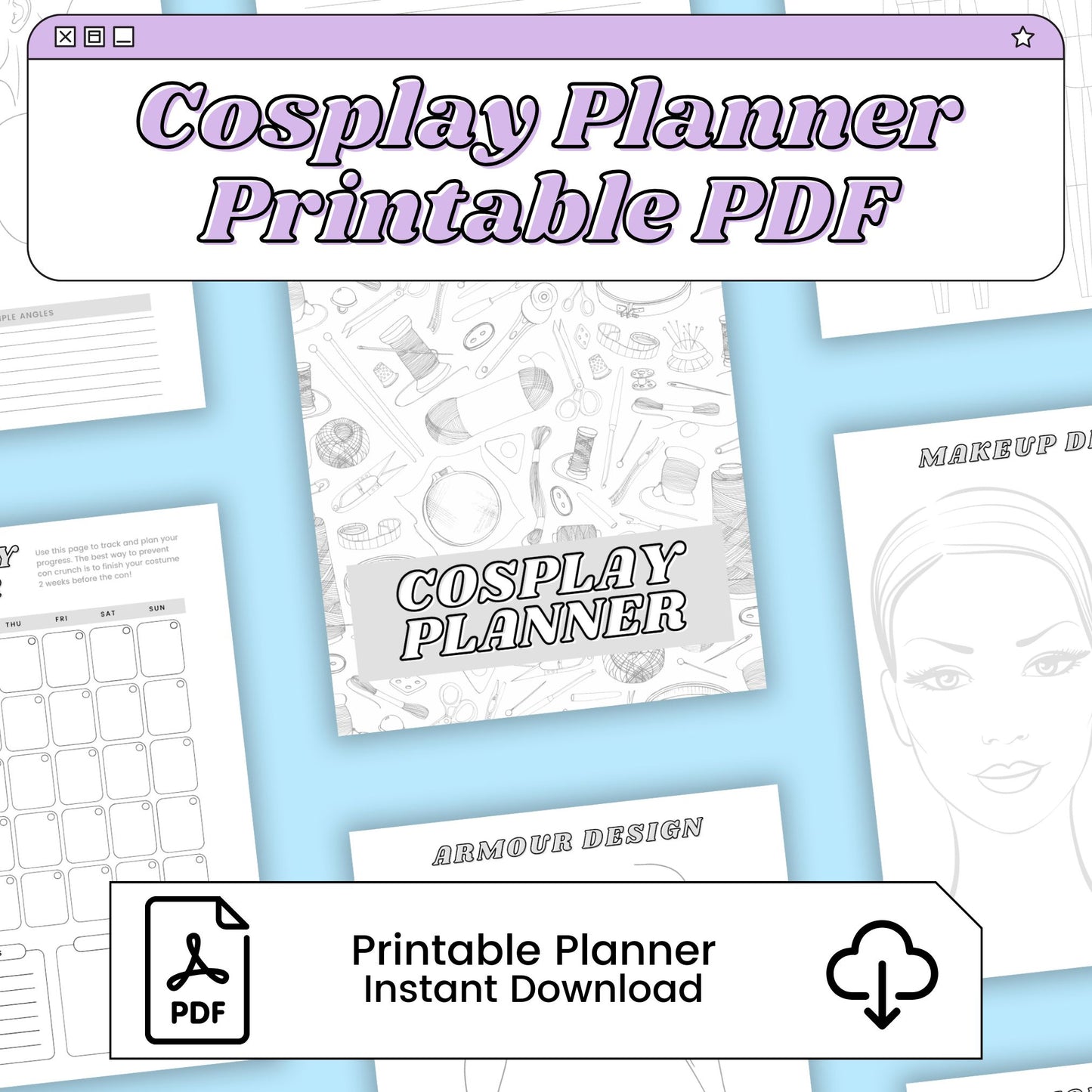Cosplay Planner for Armour, Wigs, and Costumes | Printable PDF and PNG Planner
