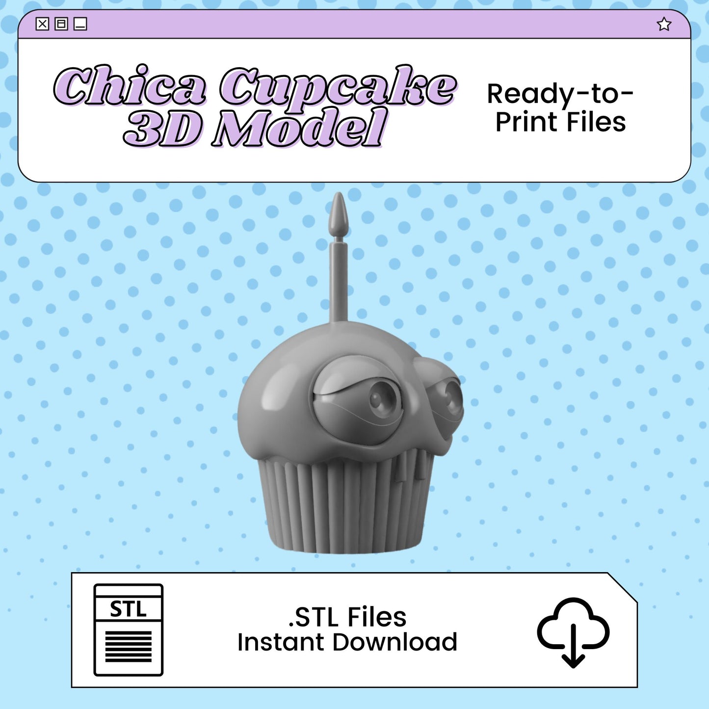 Chica's Cupcake 3D Print File Inspired by Five Nights at Freddy's | STL for Cosplay