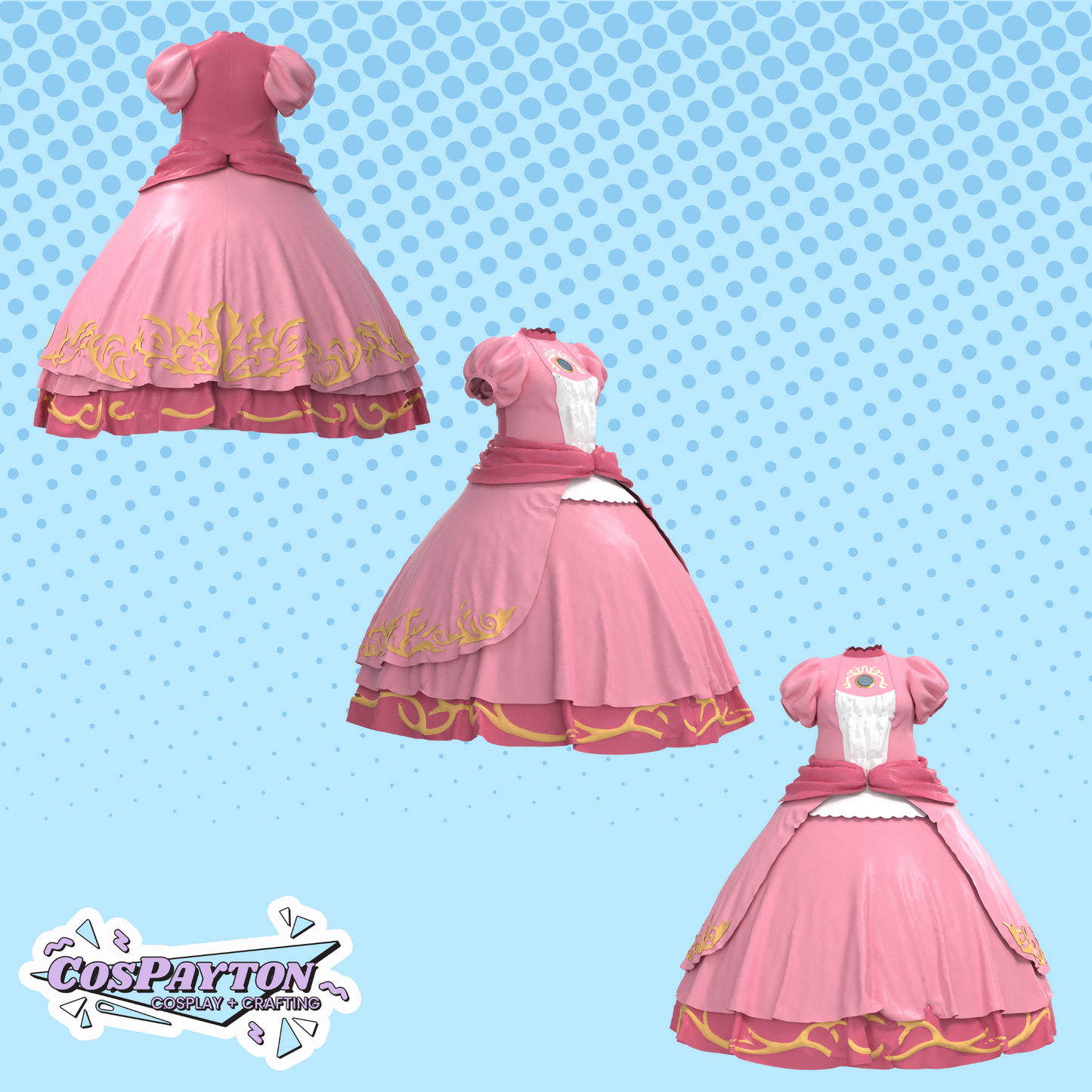 Peachy Princess Ballgown PDF Cosplay Pattern | Smash Bros Inspired Printable Costume Pattern