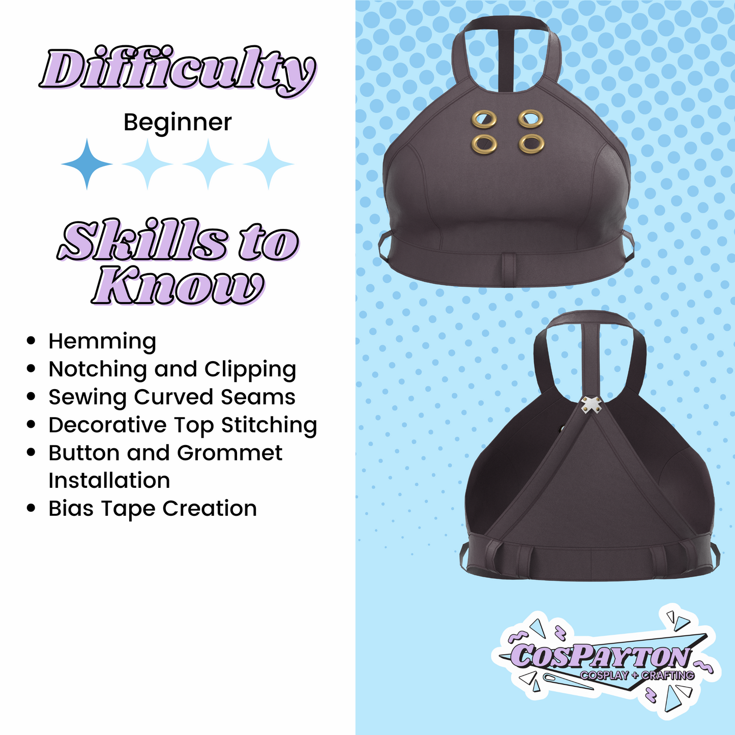 Jinx/Loose Cannon Halter Top PDF Cosplay Pattern | Arcane Inspired Printable Costume Pattern