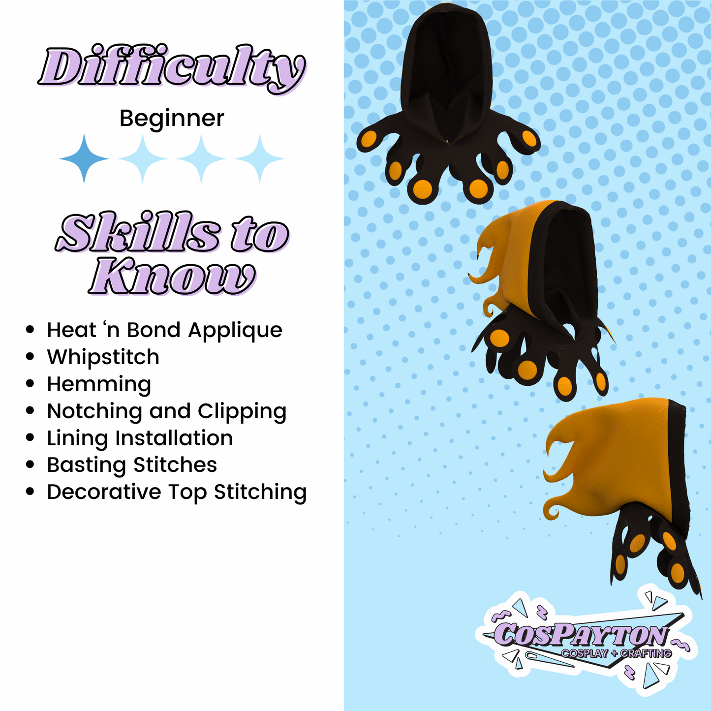 Rio Ranger Hood and Glove Accessories PDF Cosplay Pattern | Your Turn to Die Inspired Printable Costume Pattern