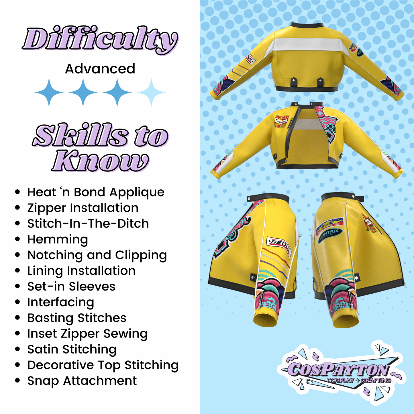 Rumi’s “How It's Done” Yellow Jacket PDF Cosplay Pattern | KPop Demon Hunters Inspired Printable Costume Pattern