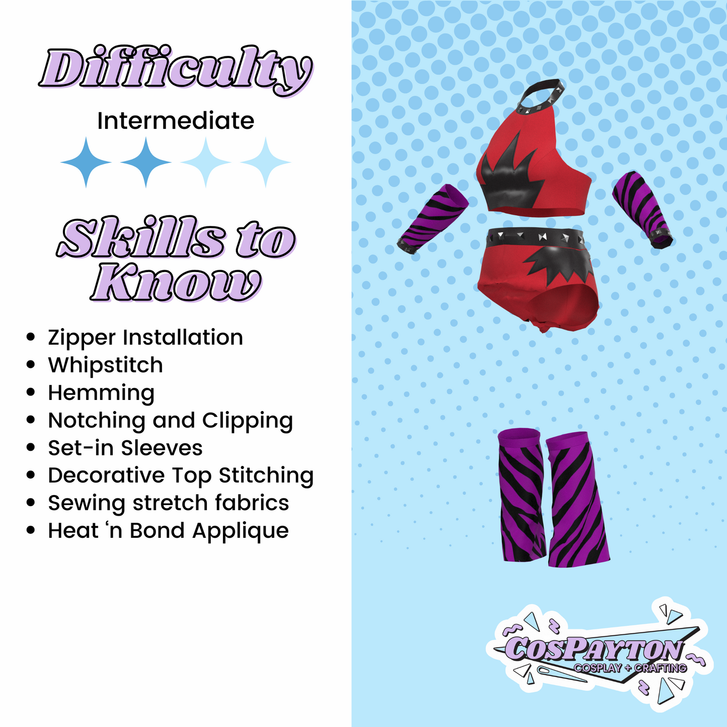 Roxy Wolf PDF Cosplay Pattern | Security Breach Inspired Printable Costume