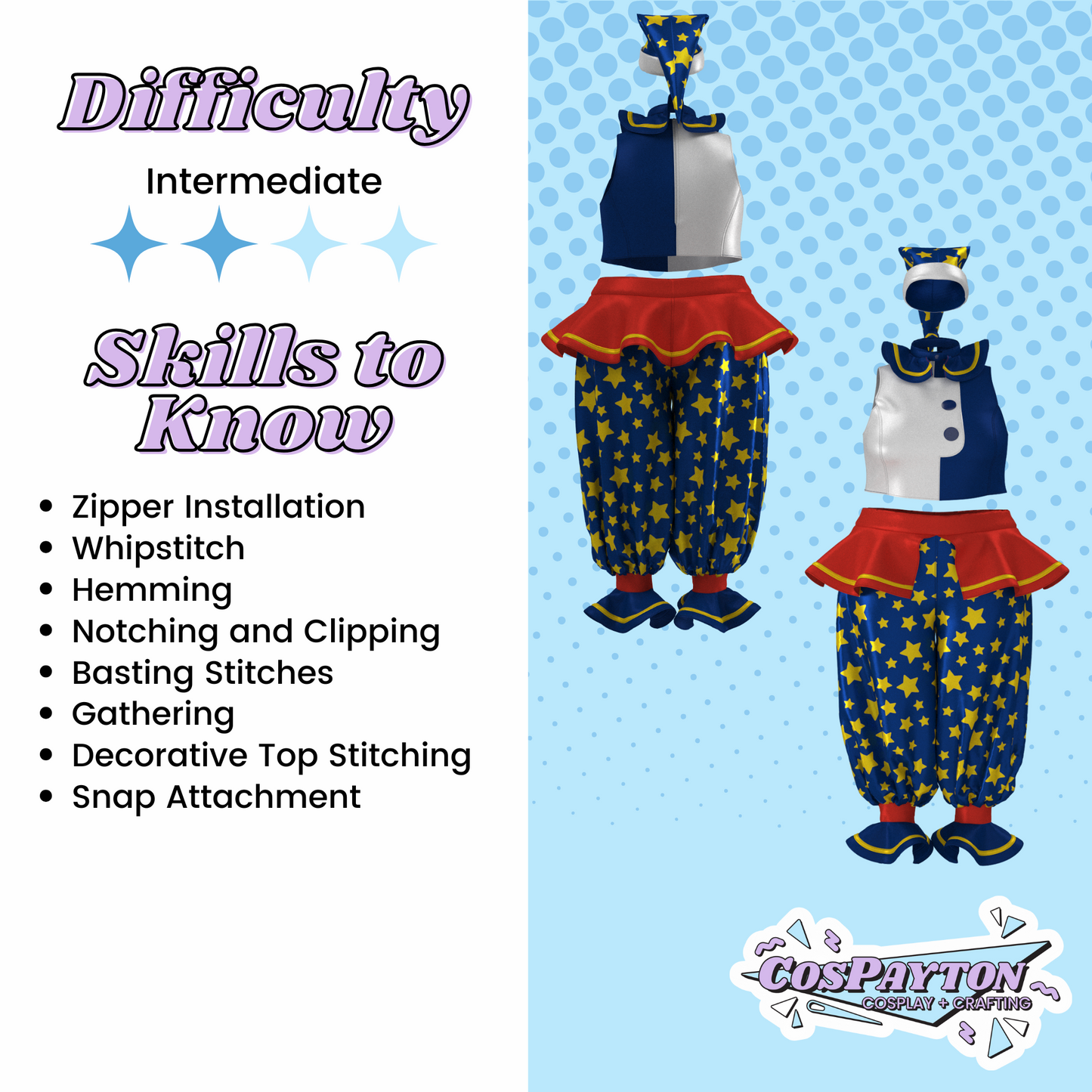 Sun and Moon PDF Cosplay Pattern | Five Nights at Freddy's Inspired Printable Costume Pattern