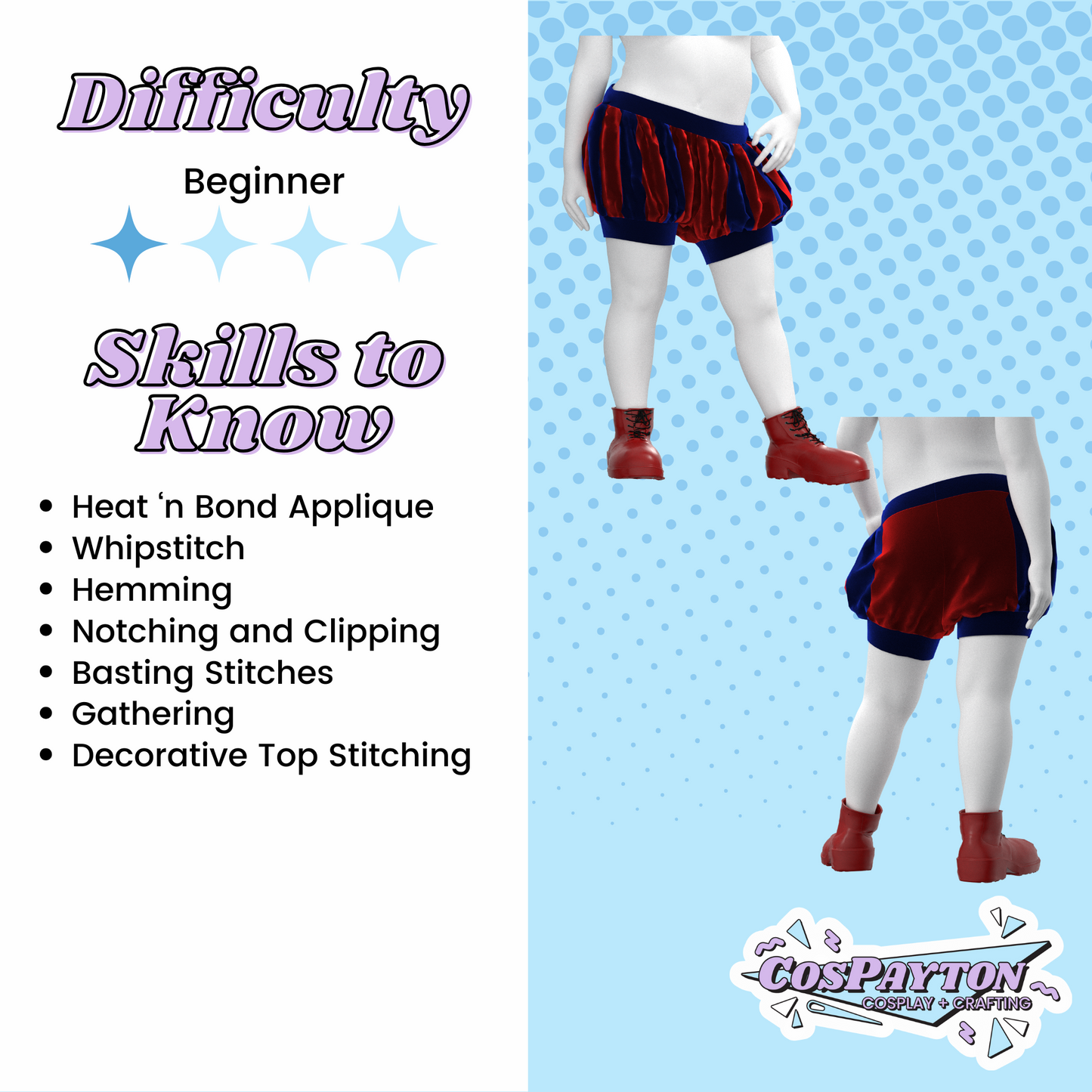 Medieval Booty Shorts PDF Cosplay Pattern | Customizable Bloomers | Printable Costume