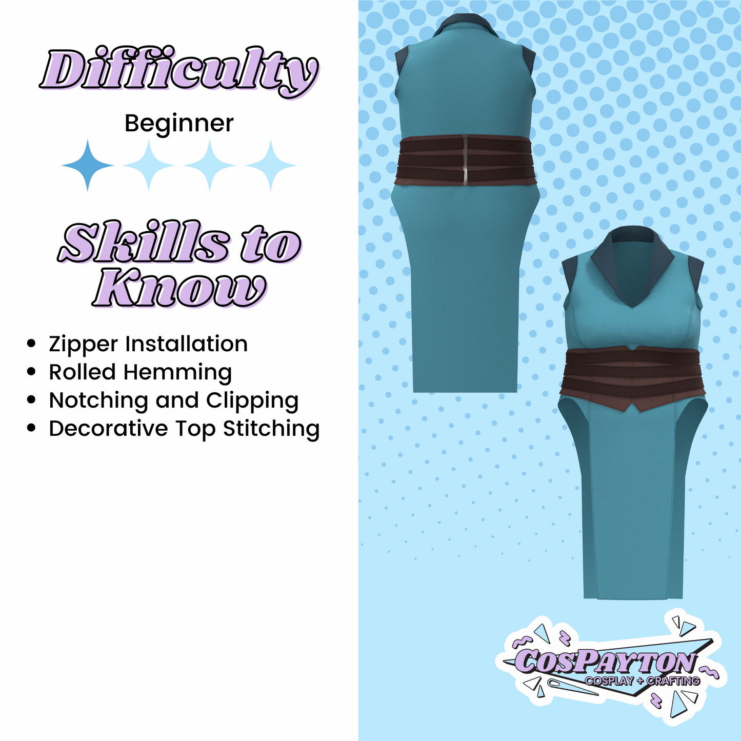 Vex'ahlia's Dress and Corset Cosplay Pattern | Critical Role Legend of Vox Machina Inspired Printable Cosplay