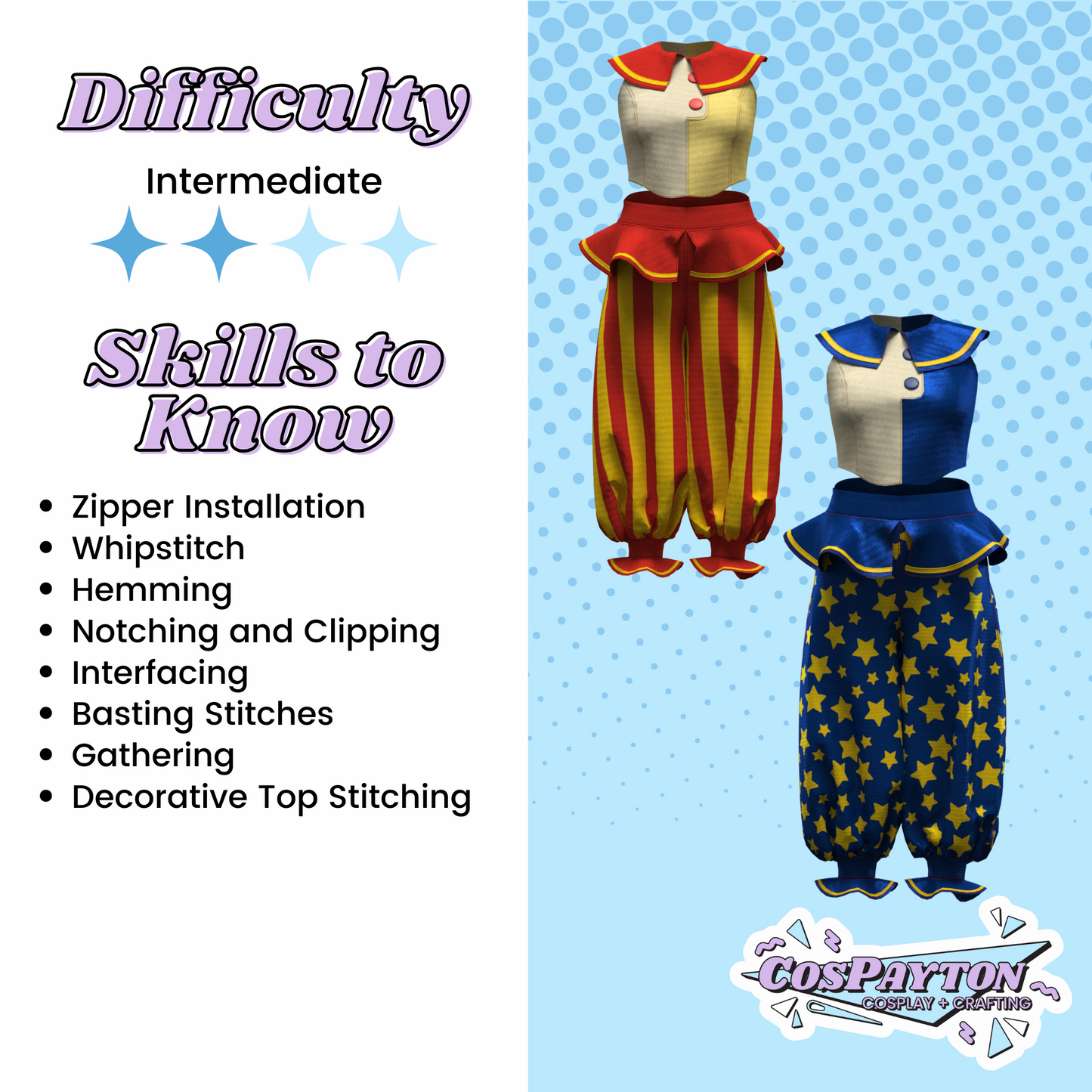 Sun and Moon PDF Cosplay Pattern | Five Nights at Freddy's Inspired Printable Costume Pattern