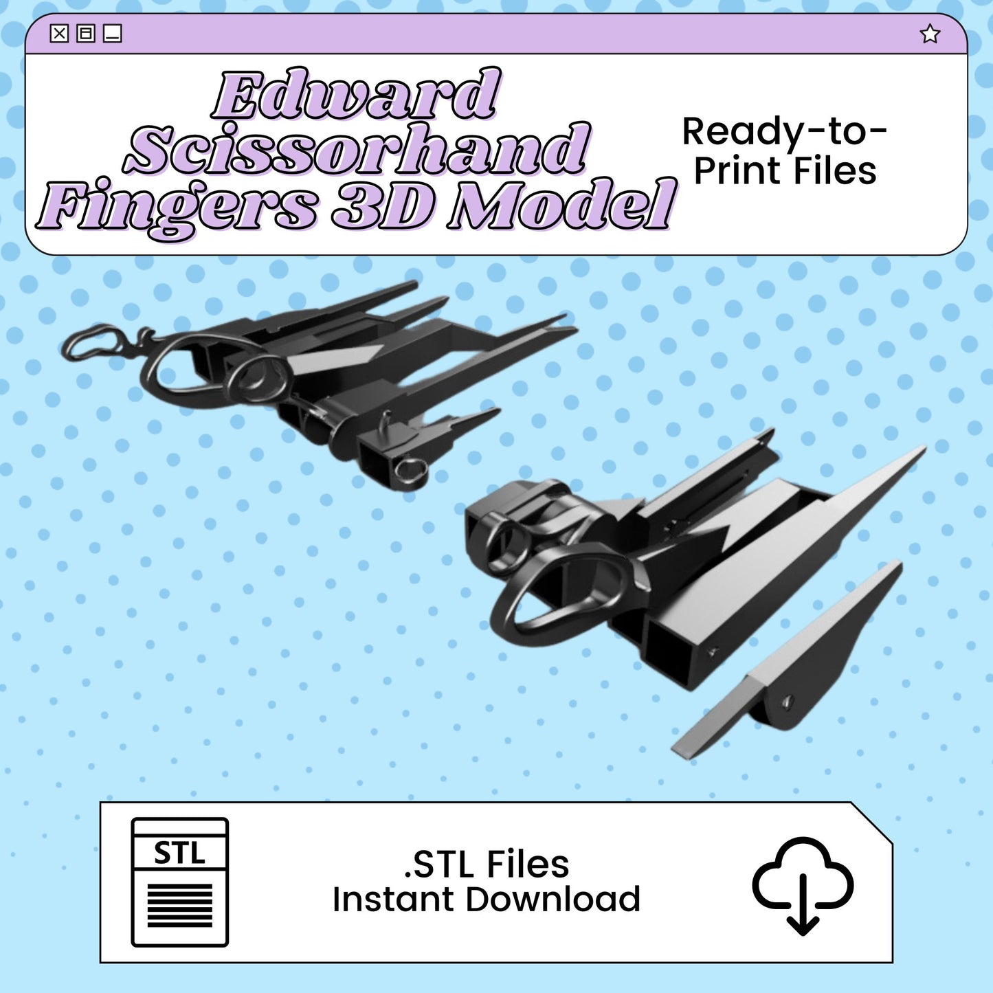 Edward Scissorhands Wearable Fingers 3D Print File Inspired by Edward Scissorhands | STL for Cosplay
