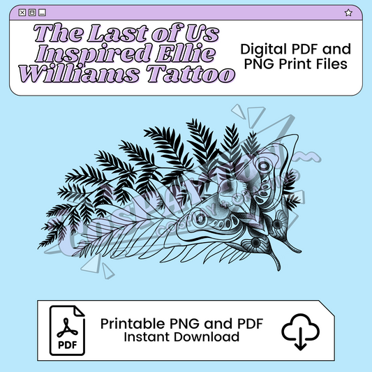 Ellie Williams Moth Tattoo Inspired by The Last of Us PDF PNG | Instant Download Digital Print Files for Cosplay