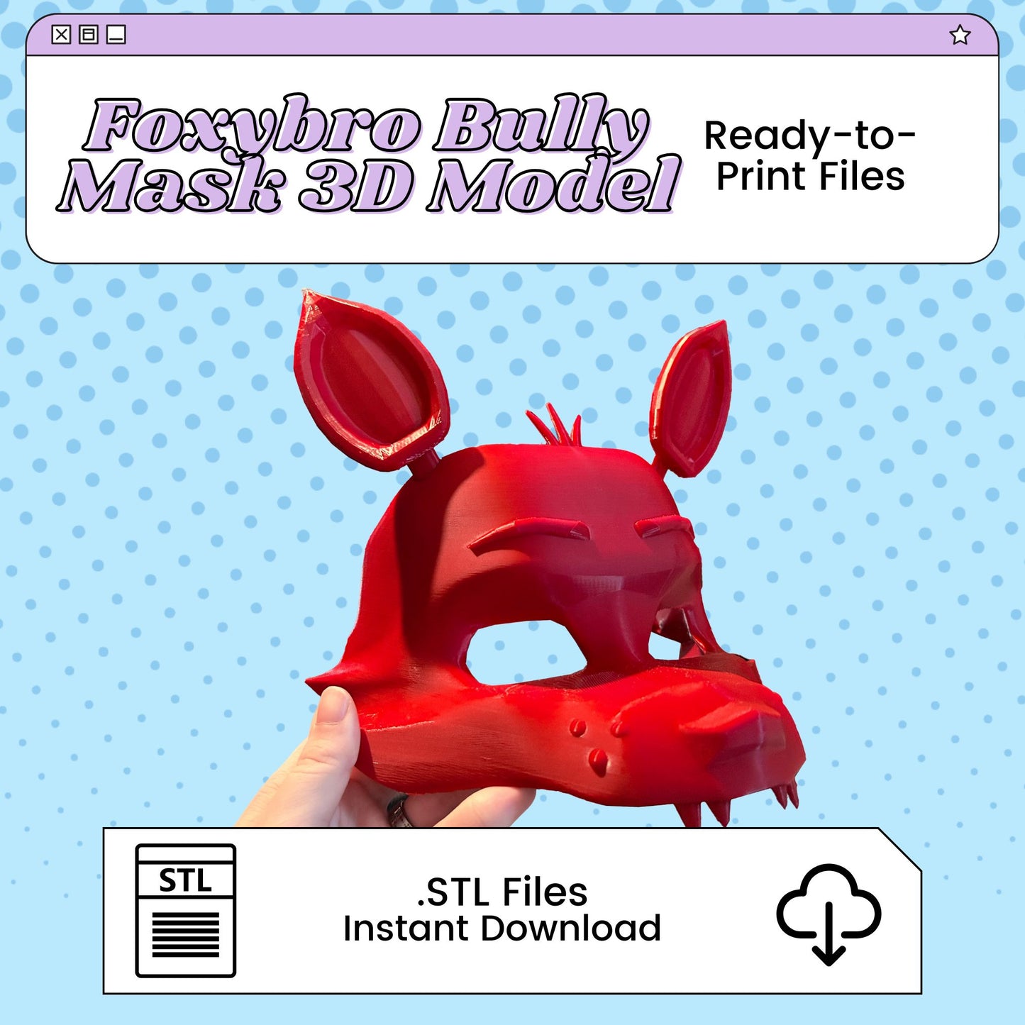 Foxy/Foxybro Mask 3D Print File Inspired by Five Nights at Freddy's | STL for Cosplay
