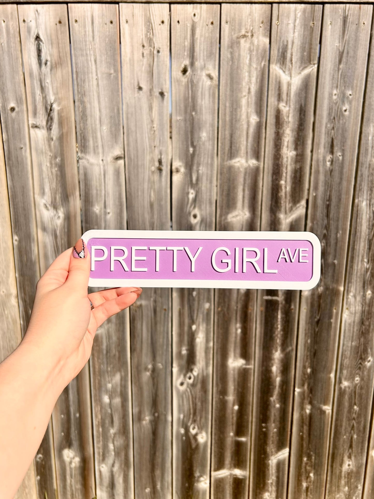 Pretty Girl Avenue Wall Sign | 3D Printed Collectable Hanging Art