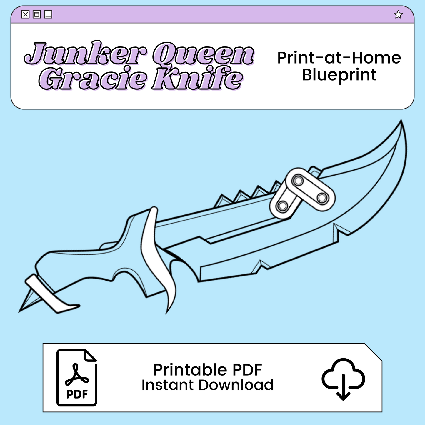 Junker Queen Gracie Knife Printable Cosplay Blueprint | Inspired by Overwatch