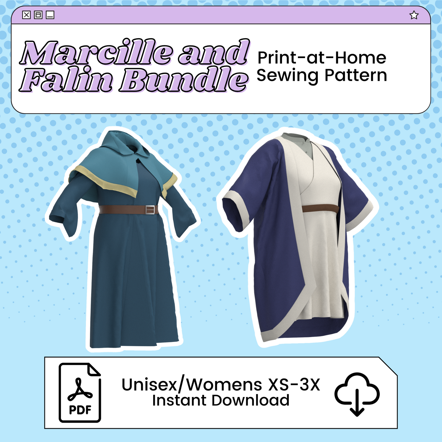 Marcille Donato and Falin Touden Cosplay Sewing Pattern Pack | Delicious in Dungeon/Dungeon Meshi Inspired Printable Costume Pattern