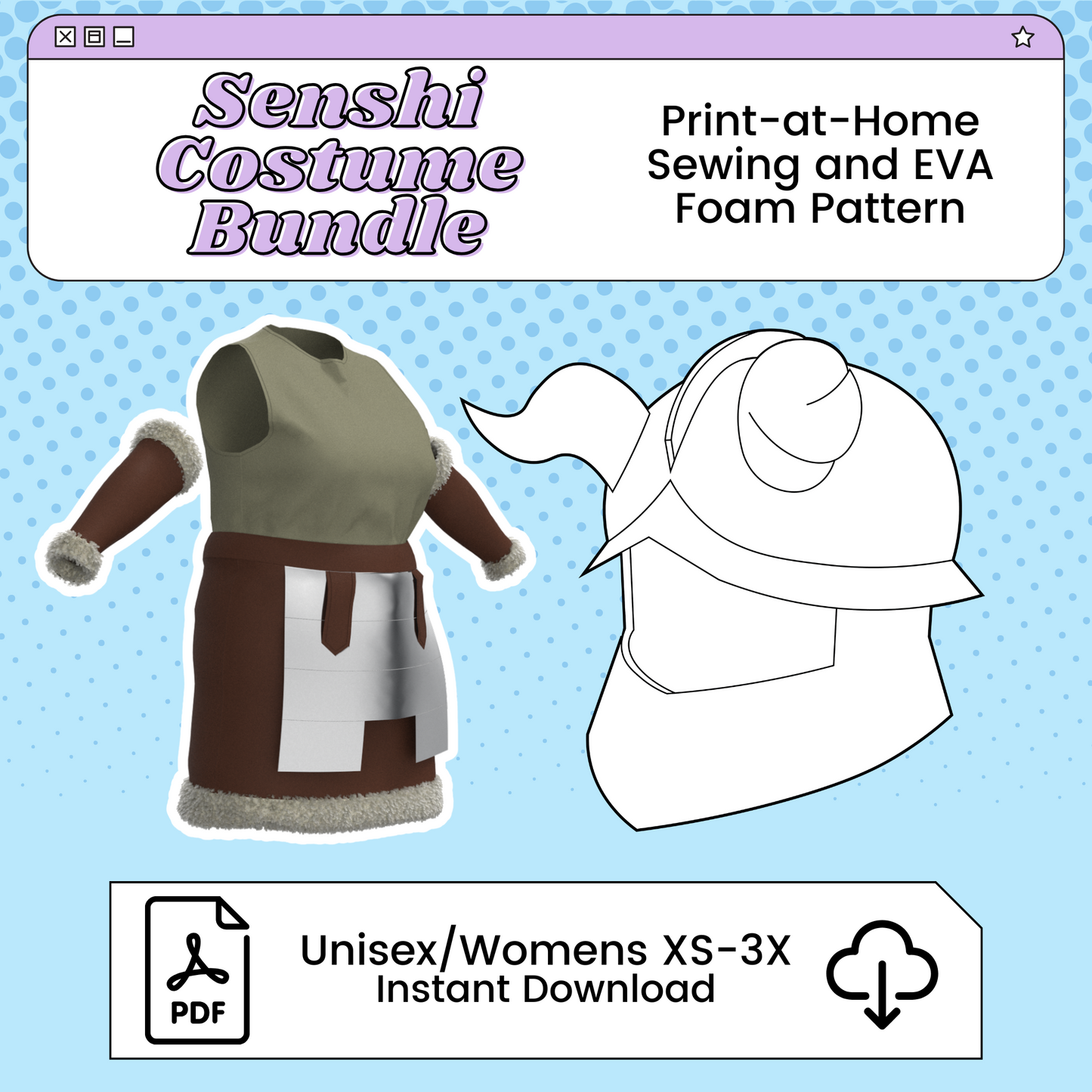 Senshi’s Helmet and Pattern PDF Cosplay Bundle | Delicious in Dungeon/Dungeon Meshi Inspired Printable Costume Pattern