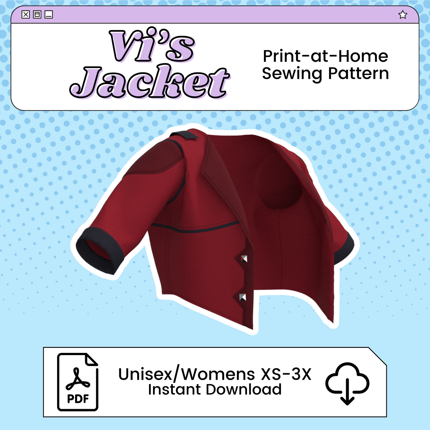 Vi Jacket PDF Cosplay Pattern | Arcane Inspired Printable Costume Pattern