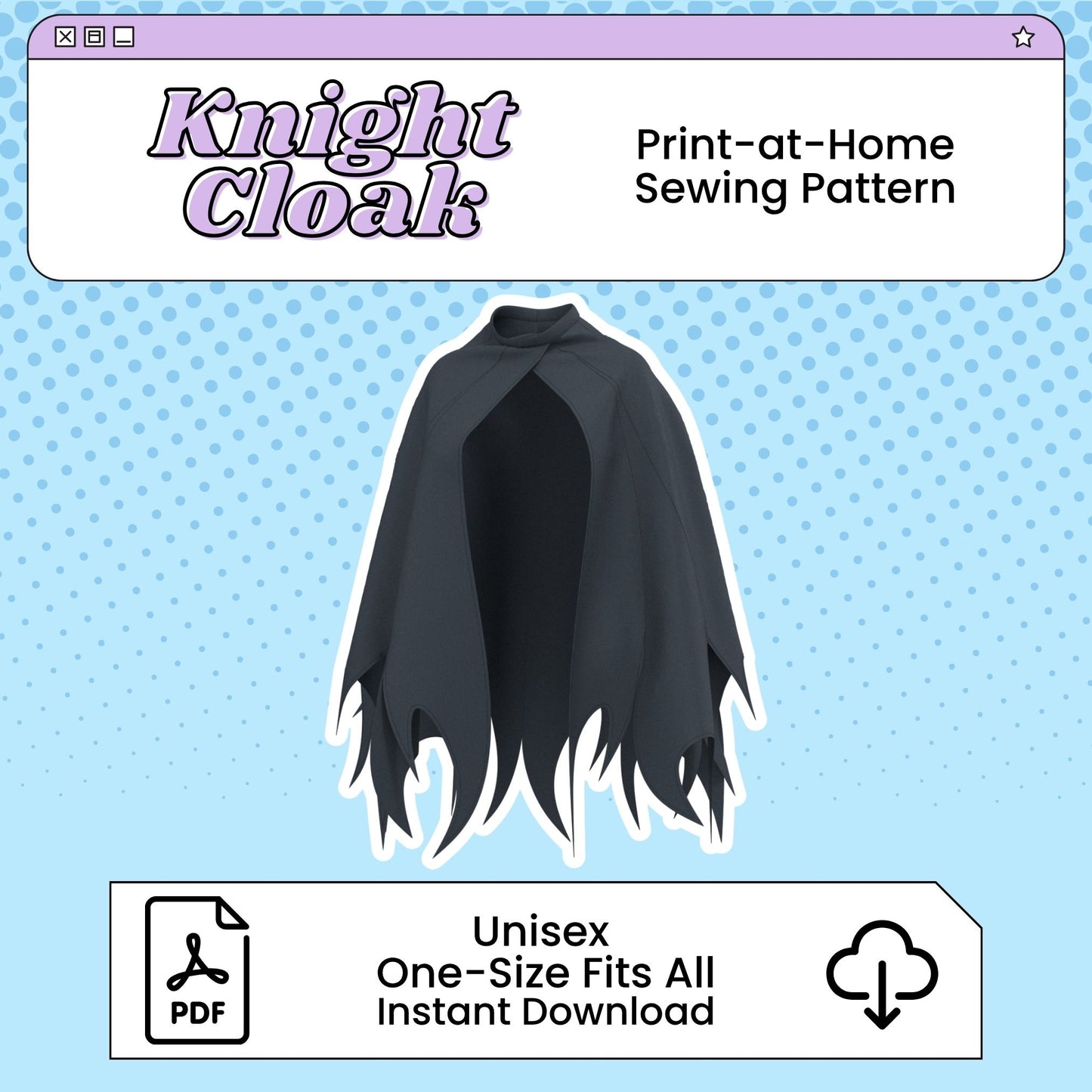 Knight Cloak PDF Cosplay Pattern | Hollow Knight Inspired Printable Costume Pattern