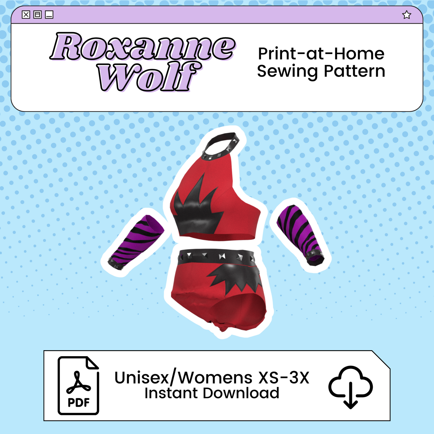 Roxy Wolf PDF Cosplay Pattern | Security Breach Inspired Printable Costume