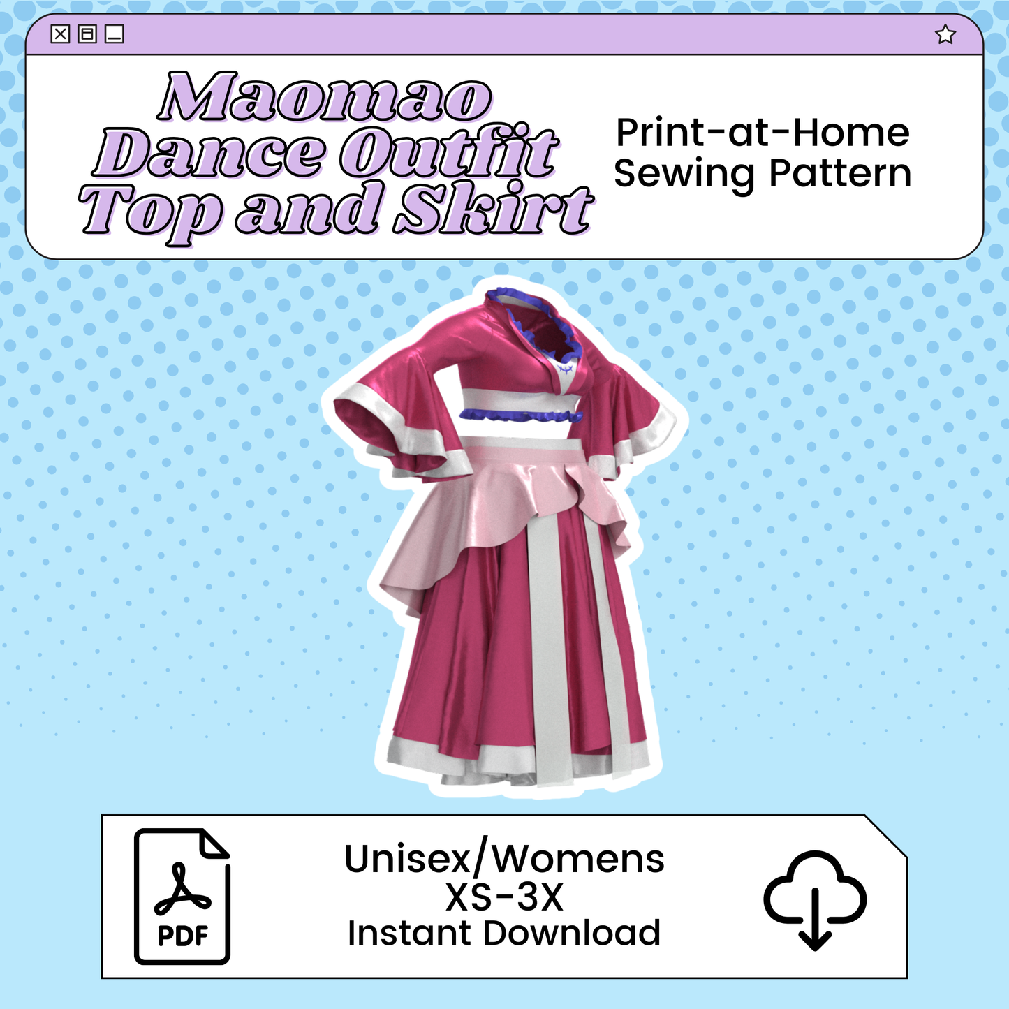 Maomao Dance Outfit Top and Skirt PDF Cosplay Pattern | The Apothecary Diaries Inspired Printable Costume Pattern