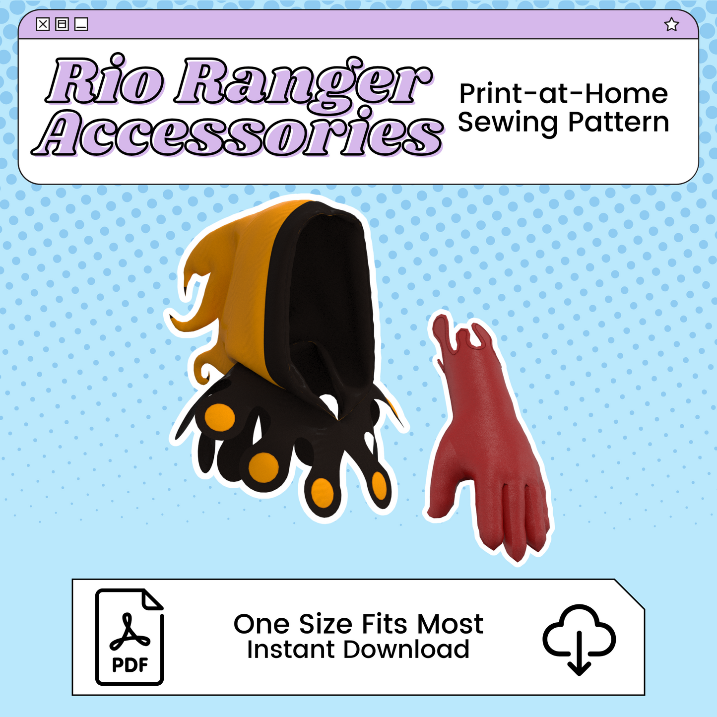 Rio Ranger Hood and Glove Accessories PDF Cosplay Pattern | Your Turn to Die Inspired Printable Costume Pattern