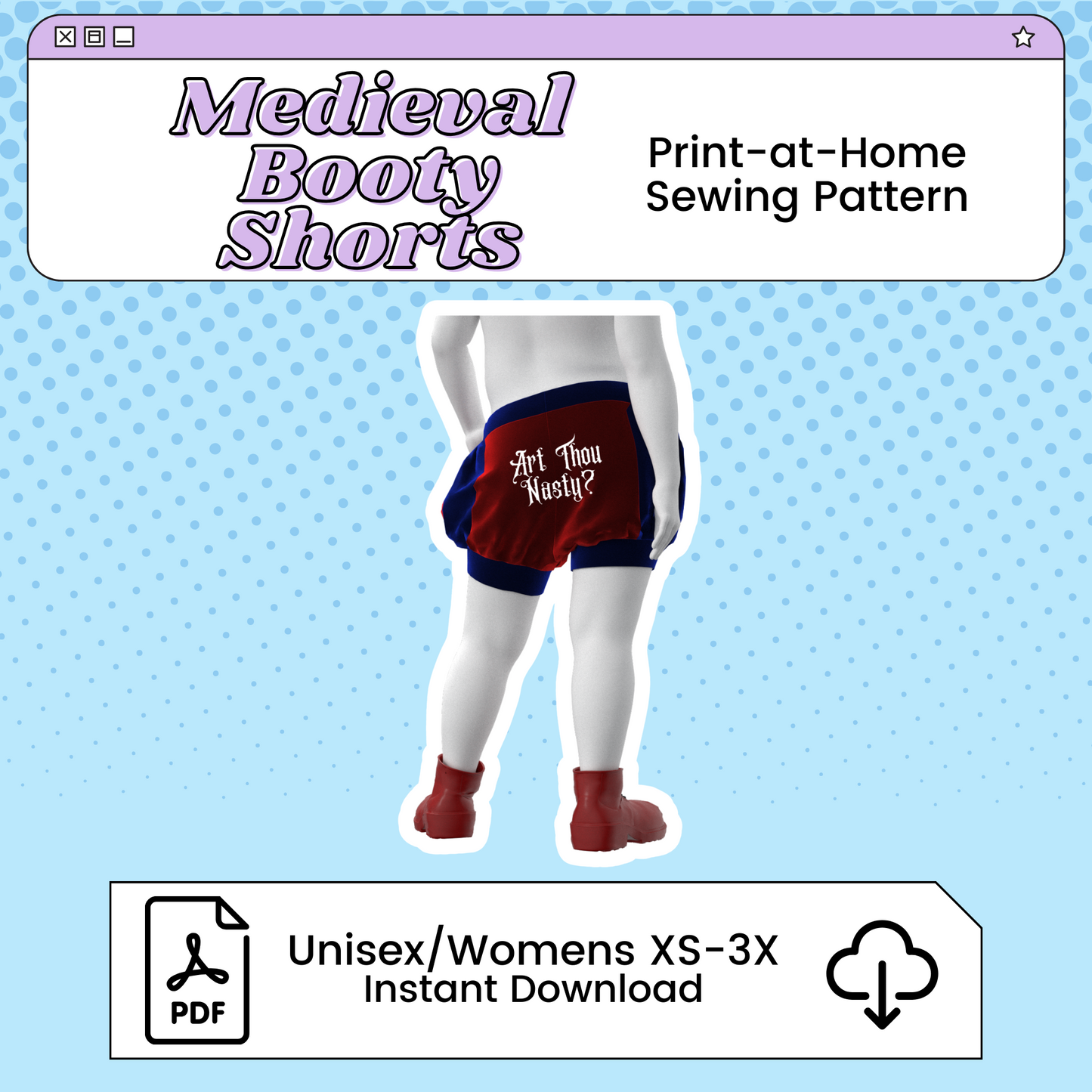 Medieval Booty Shorts PDF Cosplay Pattern | Customizable Bloomers | Printable Costume