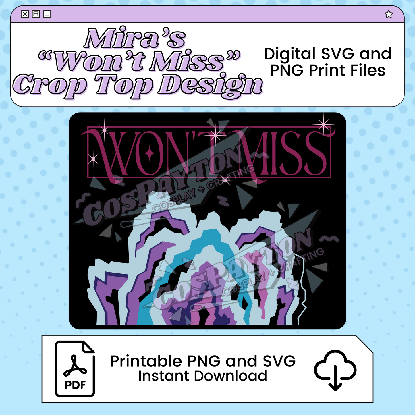 Mira "Won't Miss" Crop Top Cosplay Template Inspired by KPop Demon Hunters Huntrix | PNG SVG Available