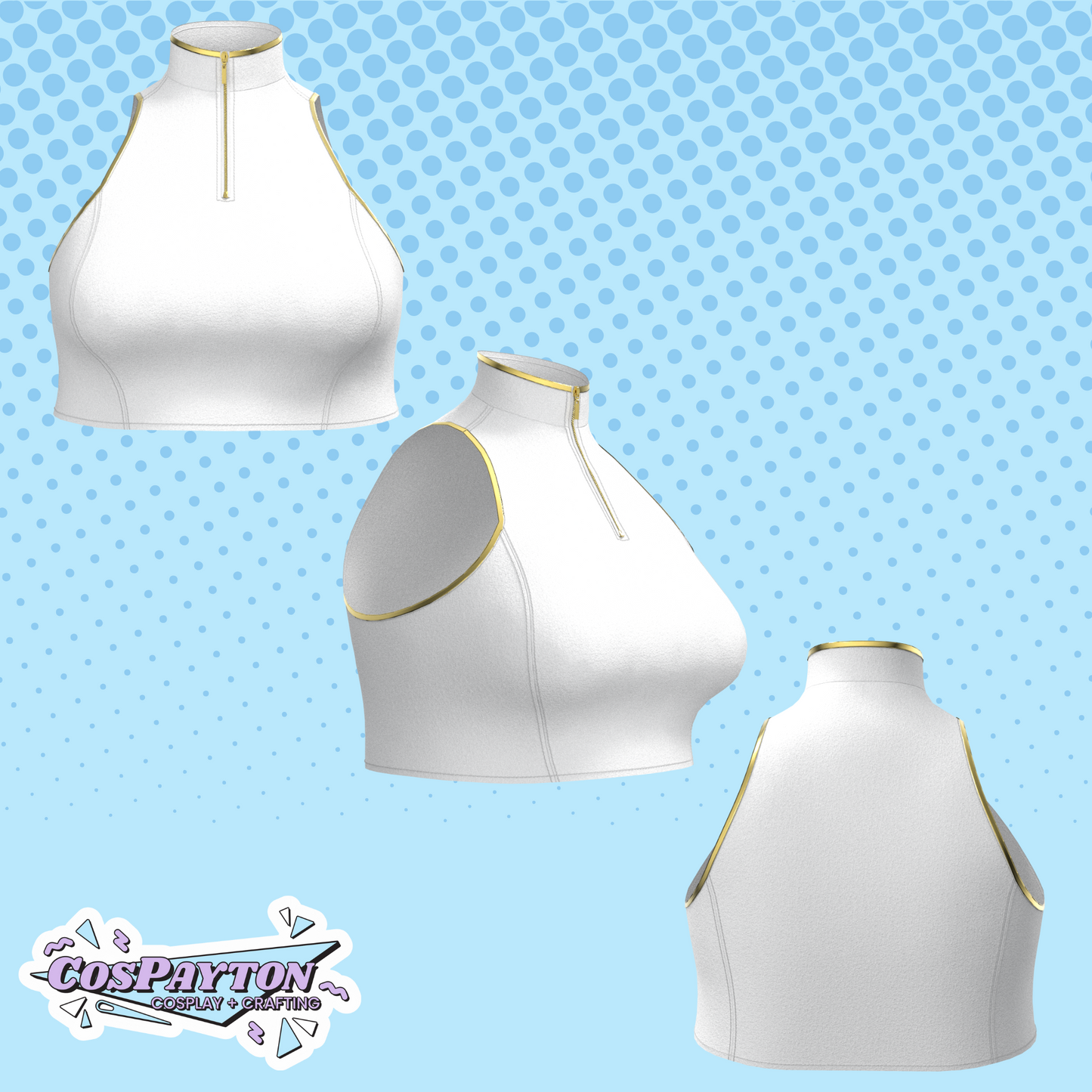 Rumi’s “Golden” White Tank Top PDF Cosplay Pattern | KPop Demon Hunters Inspired Printable Costume Pattern