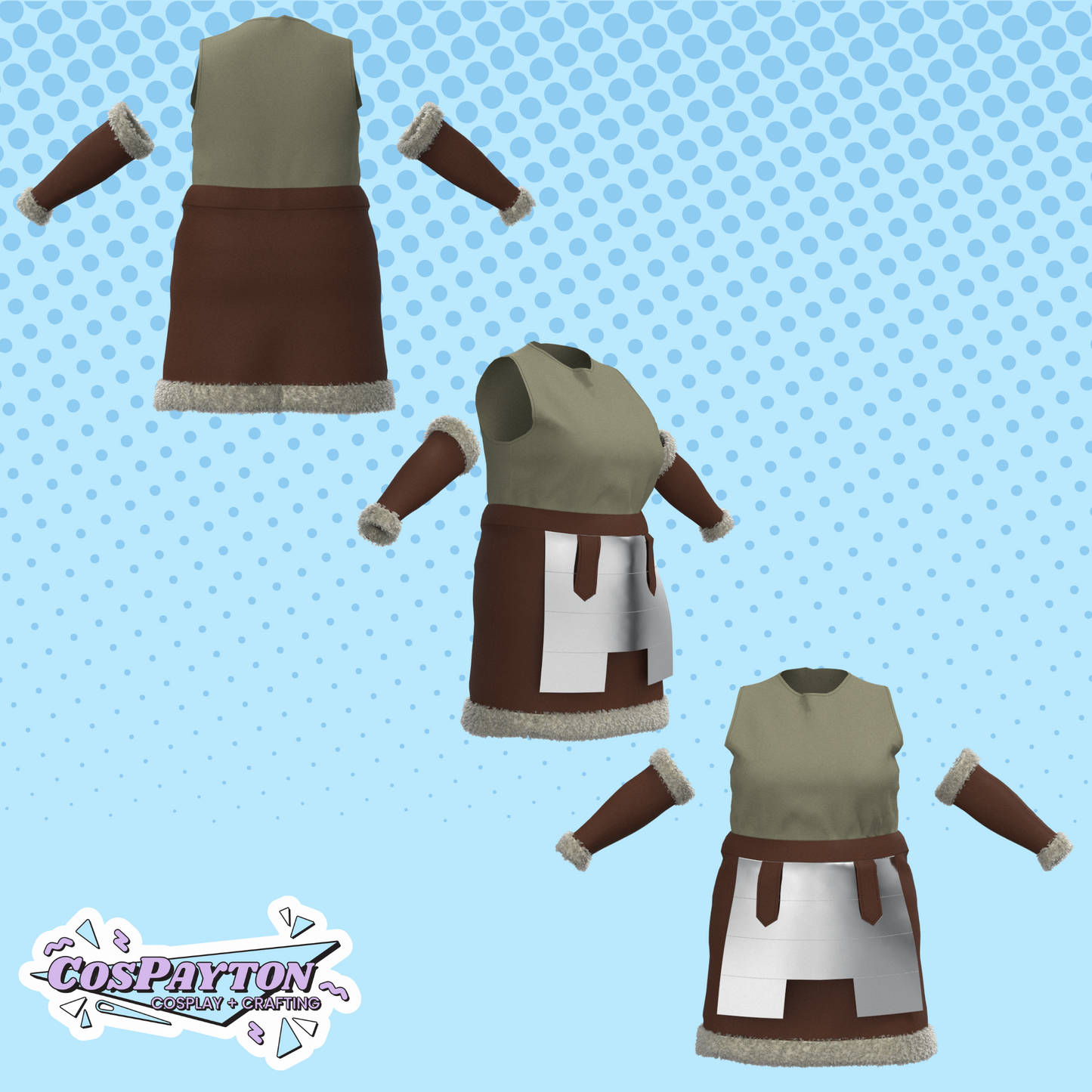 Senshi’s Tank Top, Skirt, and Bracers PDF Cosplay Pattern | Delicious in Dungeon/Dungeon Meshi Inspired Printable Costume Pattern