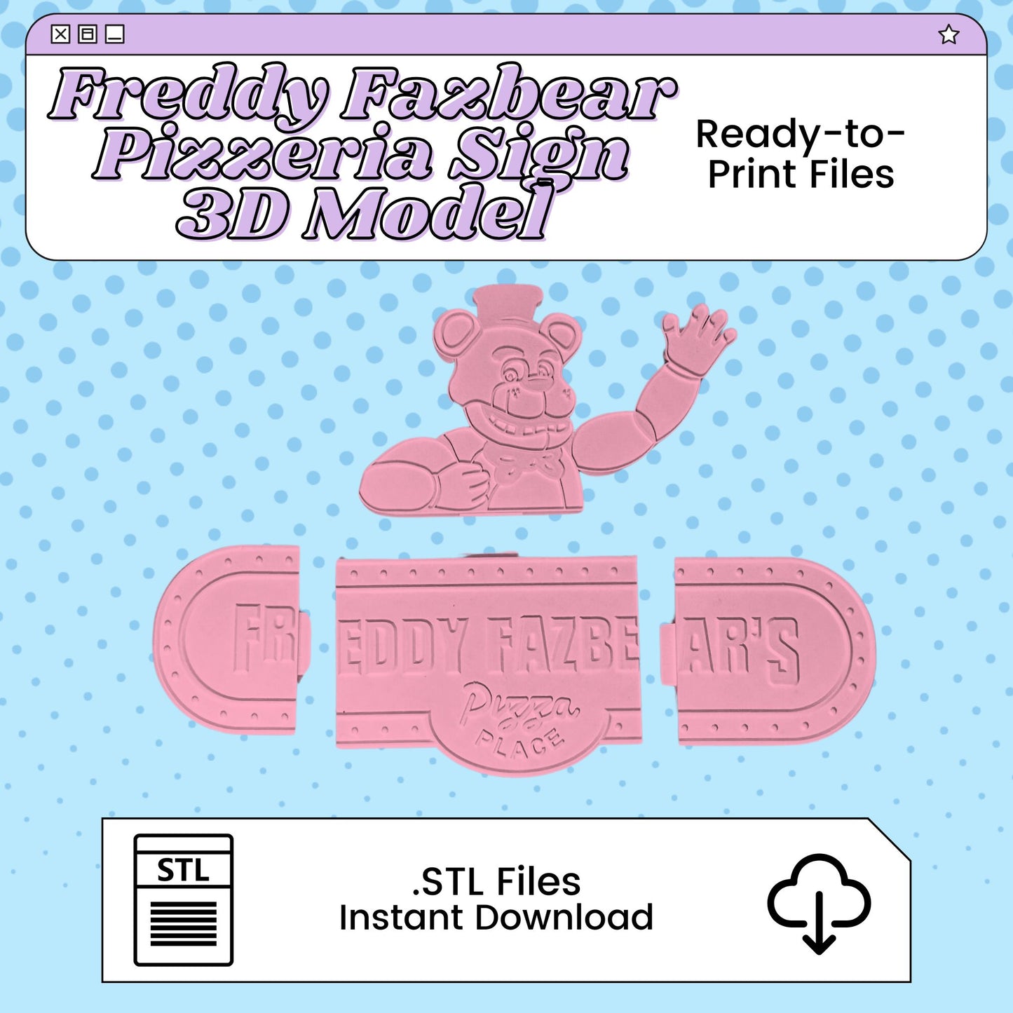 Freddy Fazbear's Pizzeria Sign 3D Print File Inspired by Five Nights at Freddy's | STL for Cosplay