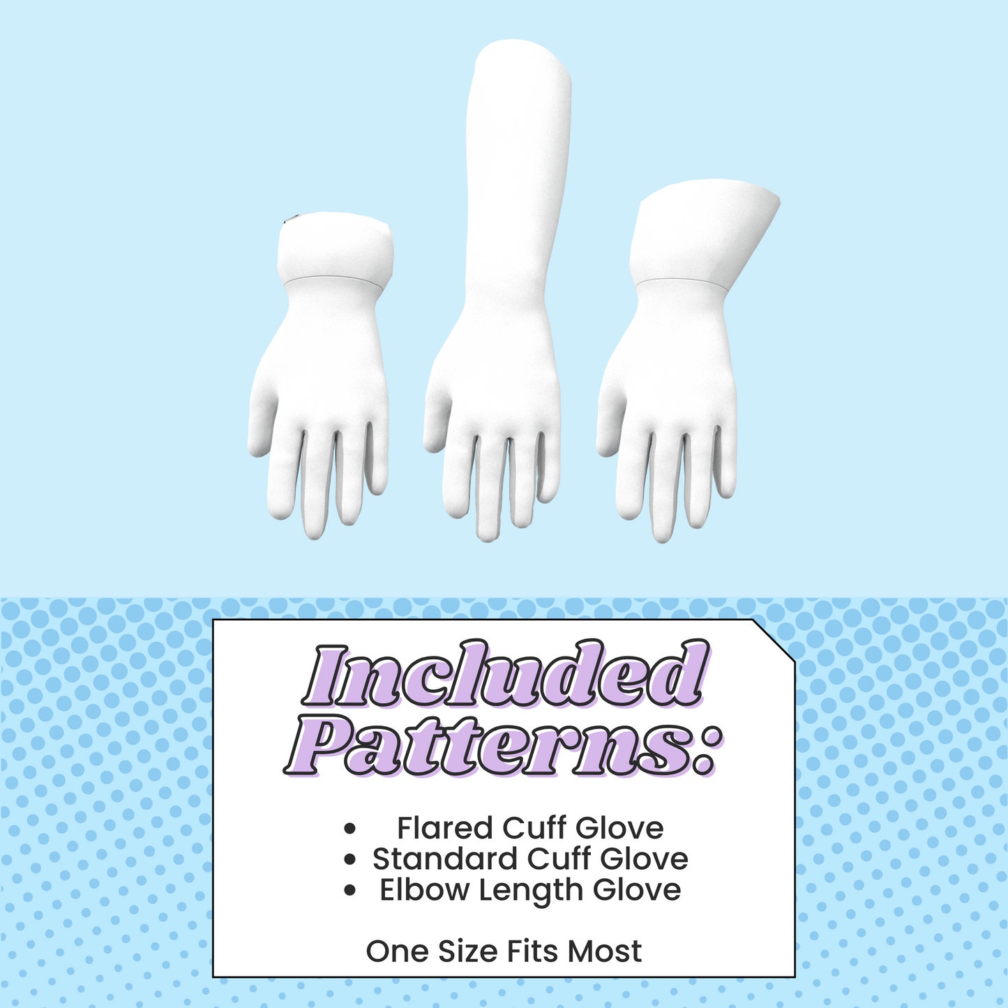 Gusseted Glove Cosplay Sewing Pattern | Long, Short and Flared Cuff Options | Printable Sewing Block
