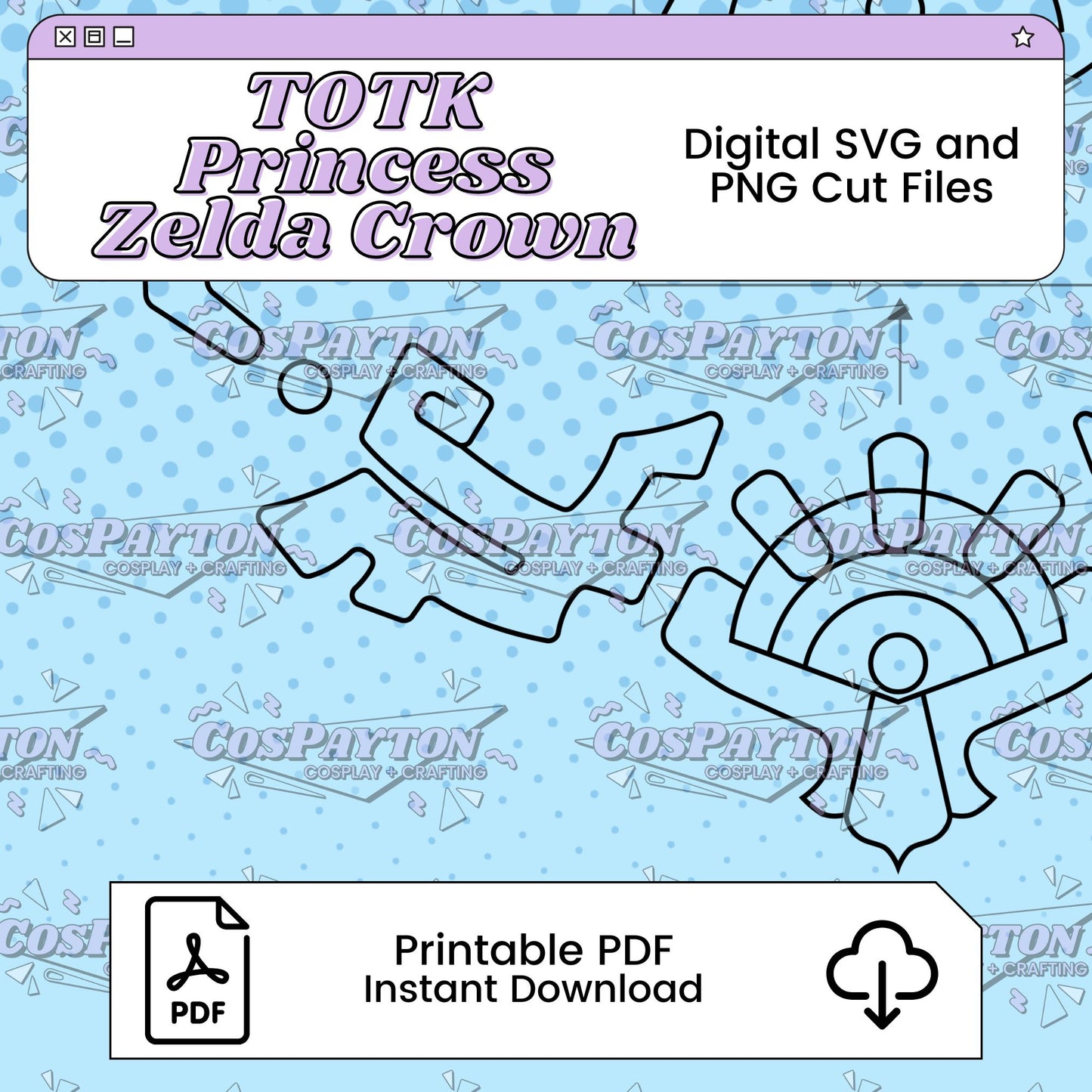 Princess Zelda's Zonai Crown Cosplay Blueprint | Tearful Kingdom Inspired Printable PDF