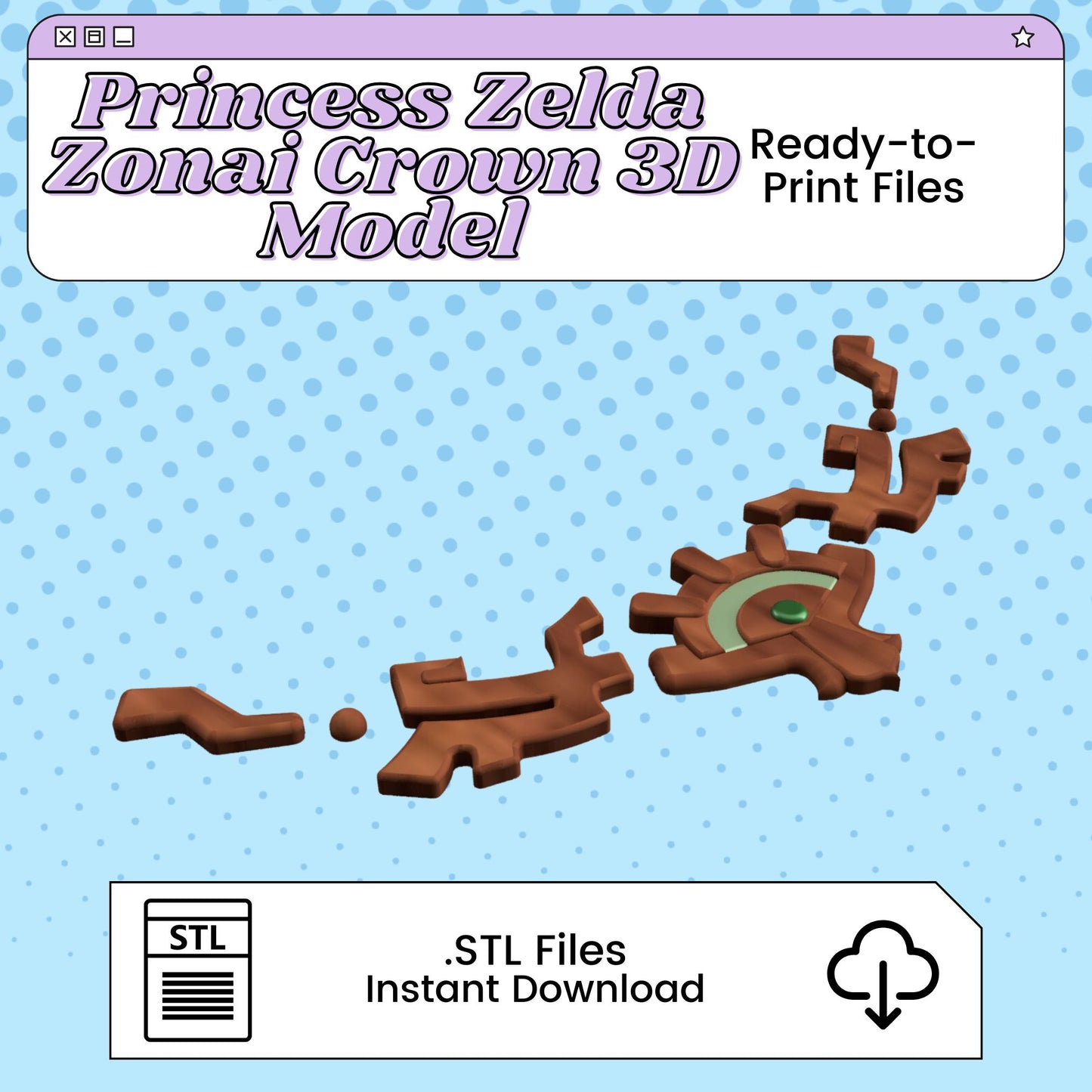 Princess Zelda Zonai Crown 3D Print File Inspired by The Tearful Kingdom | STL for Cosplay