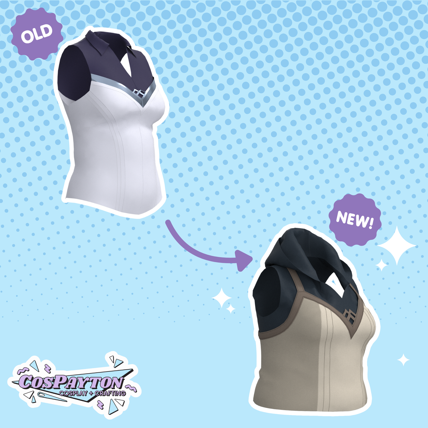 Vi Shirts Undershirt Hoodie and Tank Top PDF Cosplay Pattern | Arcane Inspired Printable Costume Pattern