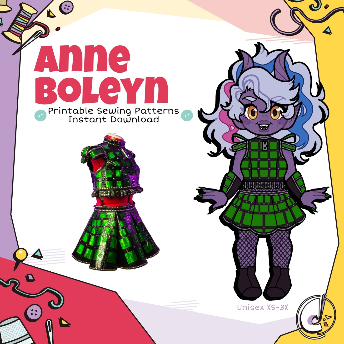Six Anne Boleyn Skirt and Bodice Cosplay Sewing Pattern (Digital Download)