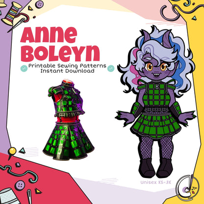 Six Anne Boleyn Skirt and Bodice Cosplay Sewing Pattern (Digital Download)