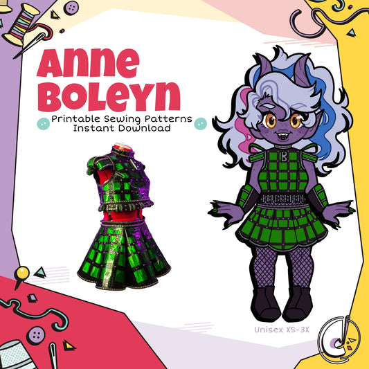 Six Anne Boleyn Skirt and Bodice Cosplay Sewing Pattern (Digital Download)