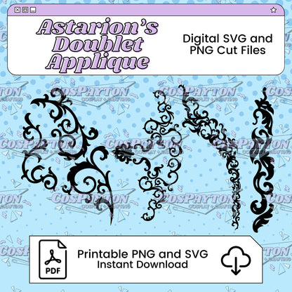 Astarion Doublet Appliqué Printable Cosplay Template Inspired by Baldur's Gate | PNG SVG Available