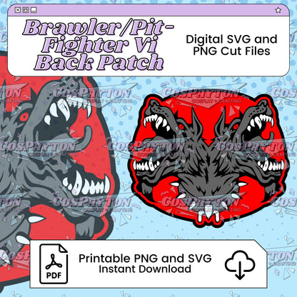 Vi's Brawler/Pit Fighter Dog Back Patch Printable Template Inspired by Arcane| PNG SVG Available