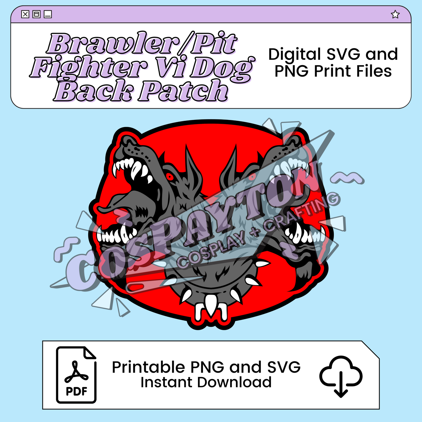 Vi's Brawler/Pit FighterJacket Cosplay Dog Back Patch Printable Template Inspired by Arcane Season 2 | PNG SVG Available