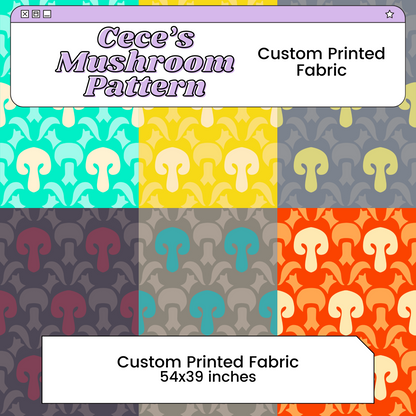 Cece's Mushroom Pattern Custom Printed Cosplay Fabric | Inspired by the Tearful Kingdom