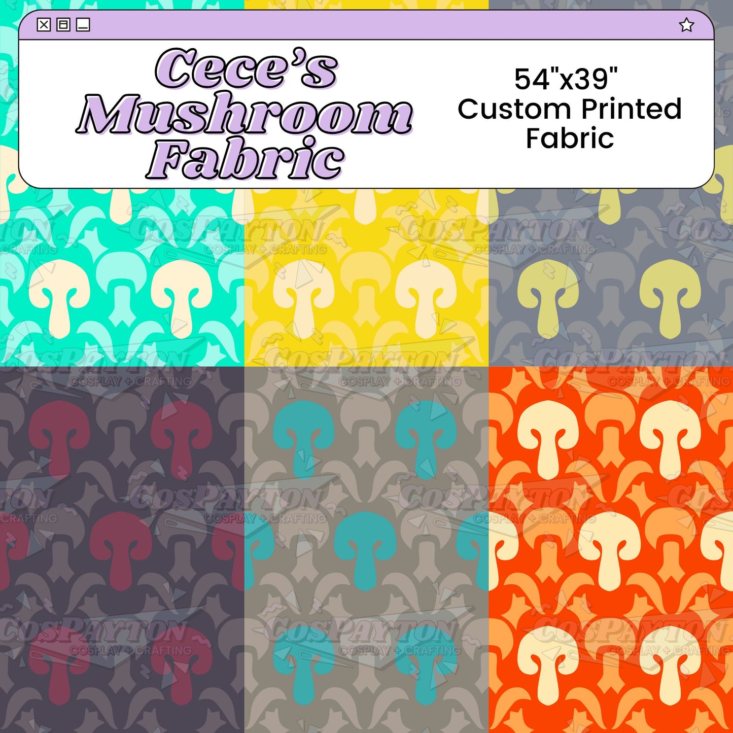 Cece's Mushroom Pattern Custom Printed Cosplay Fabric | Inspired by the Tearful Kingdom