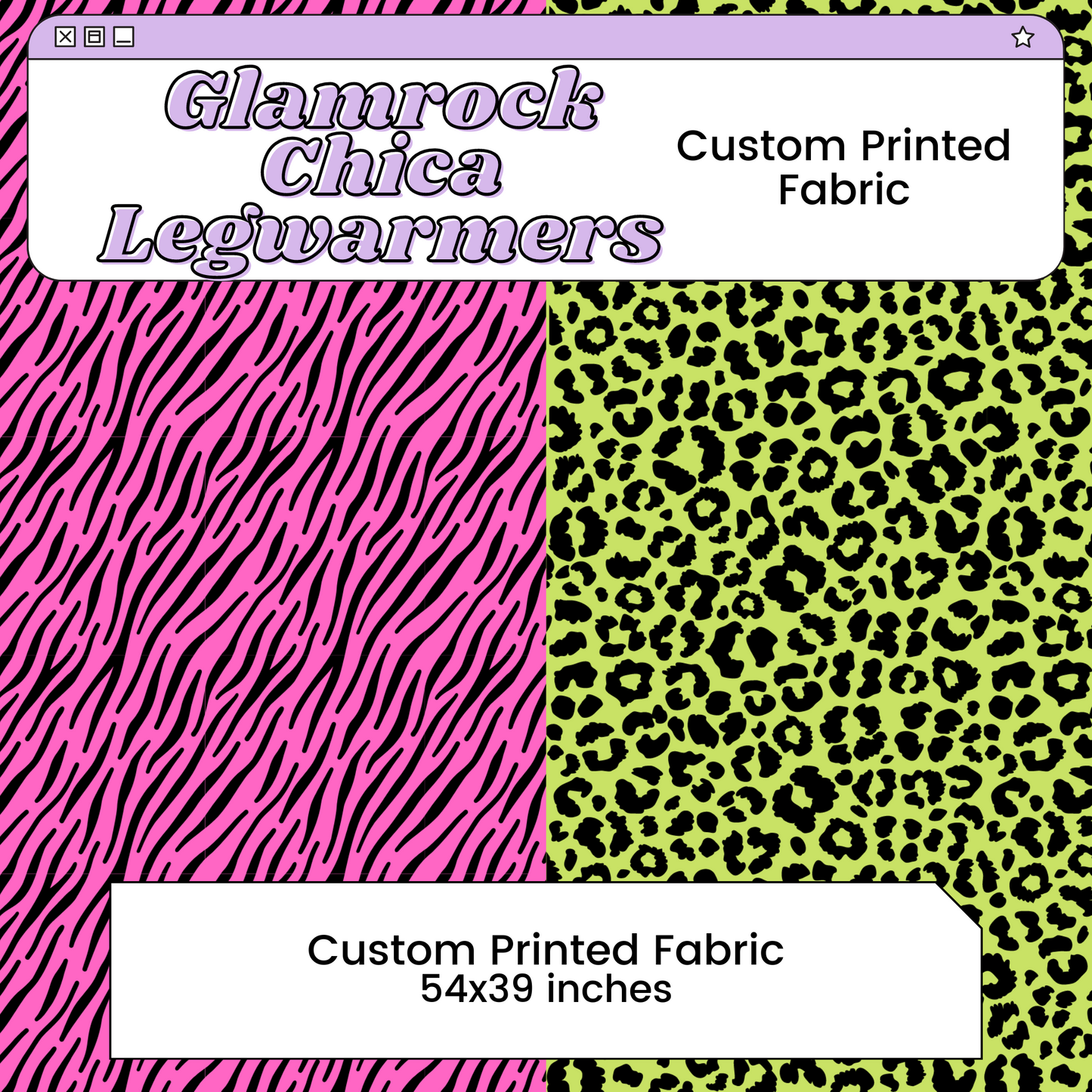 Glamrock Chica Legwarmers Custom Printed Cosplay Fabric | Inspired by Five Nights at Freddy's: Security Breach