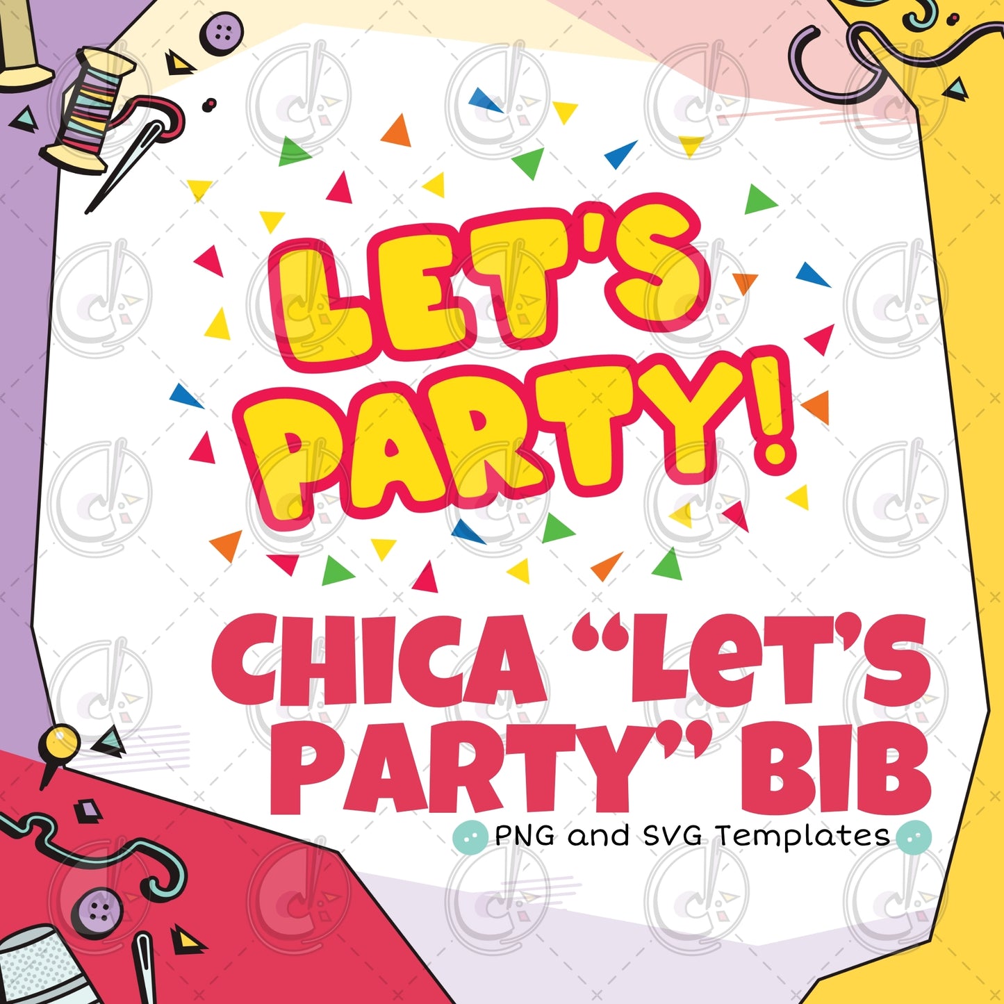Chica "Let's Party" Bib Cosplay Template (Digital Download)